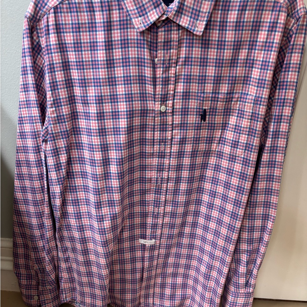 johnnie-O long-sleeve Pink and Blue Checkered Flannel Shirt